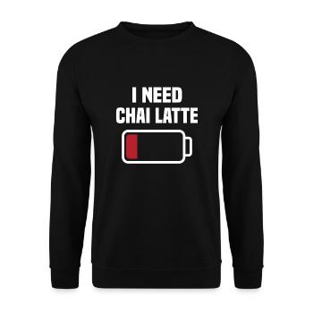 Funny Chai Latte Humor Gift - Unisex Sweatshirt - black - Front - Alina (178cm) & Michal (187cm)