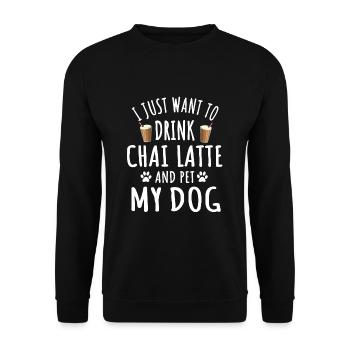 Funny Chai Latte And Dog Owner - Unisex Sweatshirt - black - Front - Alina (178cm) & Michal (187cm)