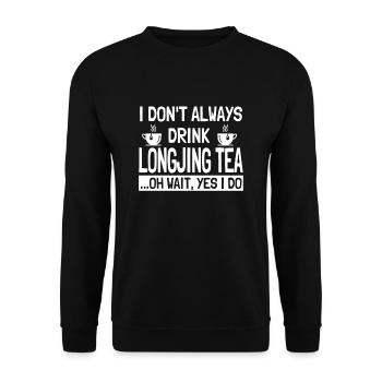Longjing Tea Saying Chinese Green Tea - Unisex Sweatshirt - black - Front - Alina (178cm) & Michal (187cm)