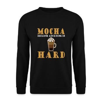 Café Moka disant café et chocolat - Sweat-shirt Unisexe - noir - Devant - Alina (178cm) & Michal (187cm)
