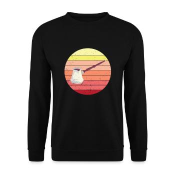 Retro Turkish Coffee Cezve Outfit - Unisex Sweatshirt - black - Front - Alina (178cm) & Michal (187cm)