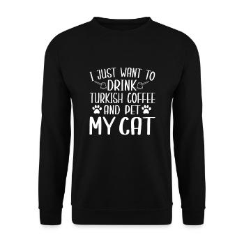 Turkish coffee and cats - Unisex Sweatshirt - black - Front - Alina (178cm) & Michal (187cm)