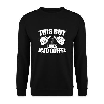 Dieser Typ Liebt Eiskaffee - Unisex Pullover - Schwarz - Vorne - Alina (178cm) & Michal (187cm)