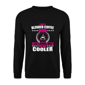Gemischter Kaffee Mama Outfit Muttertag - Unisex Pullover - Schwarz - Vorne - Alina (178cm) & Michal (187cm)