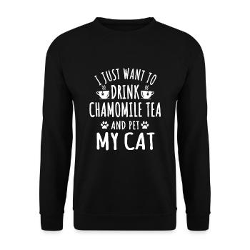 Chamomile tea and cat lovers - Unisex Sweatshirt - black - Front - Alina (178cm) & Michal (187cm)