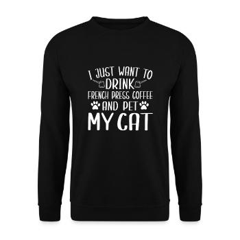 French coffee press and cat lovers - Unisex Sweatshirt - black - Front - Alina (178cm) & Michal (187cm)