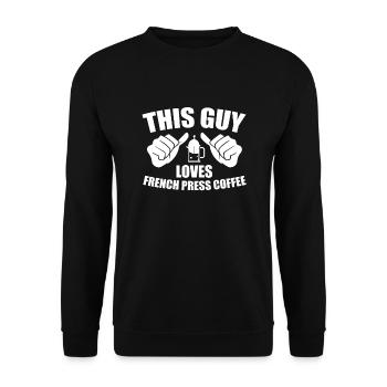 This guy loves French coffee press - Unisex Sweatshirt - black - Front - Alina (178cm) & Michal (187cm)