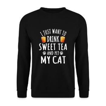 Thé sucré et chats - Sweat-shirt Unisexe - noir - Devant - Alina (178cm) & Michal (187cm)