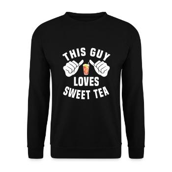 Dieser Typ Liebt Süßen Tee - Unisex Pullover - Schwarz - Vorne - Alina (178cm) & Michal (187cm)