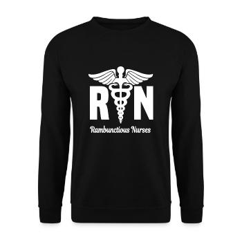 Examinierte Krankenschwester Lustiges Shirt - Unisex Pullover - Schwarz - Vorne - Alina (178cm) & Michal (187cm)