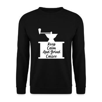 Funny Manual Coffee Grinder Coffee Beans - Unisex Sweatshirt - black - Front - Alina (178cm) & Michal (187cm)