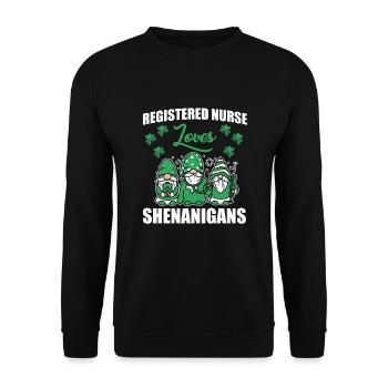 Infirmière autorisée Saint-Patrick - Sweat-shirt Unisexe - noir - Devant - Alina (178cm) & Michal (187cm)