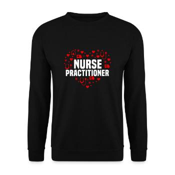 Nurse Practitioner Heart - Unisex Sweatshirt - black - Front - Alina (178cm) & Michal (187cm)