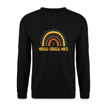 Medical Surgical Nurse Shirt - Unisex Sweatshirt - black - Front - Alina (178cm) & Michal (187cm)