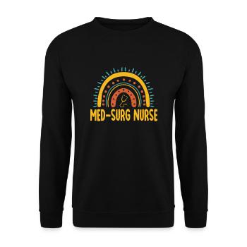 Medical Surgical Nurse Shirt - Unisex Sweatshirt - black - Front - Alina (178cm) & Michal (187cm)