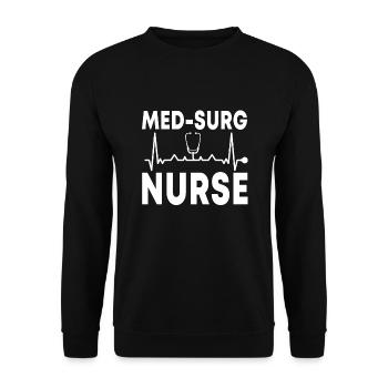 Medical Surgical Nurse Outfit - Unisex Sweatshirt - black - Front - Alina (178cm) & Michal (187cm)