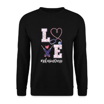 Niedliche Infusionskrankenschwester Valentinstag - Unisex Pullover - Schwarz - Vorne - Alina (178cm) & Michal (187cm)