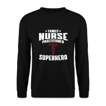 Family Nurse Superhero - Unisex Sweatshirt - black - Front - Alina (178cm) & Michal (187cm)