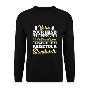 Lustige Krankenschwester Für Plastische Chirurgie - Unisex Pullover - Schwarz - Vorne - Alina (178cm) & Michal (187cm)