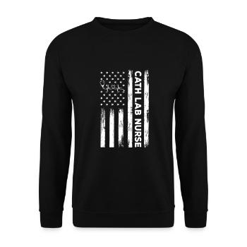 Infirmière de laboratoire de cathéter drapeau des États-Unis - Sweat-shirt Unisexe - noir - Devant - Alina (178cm) & Michal (187cm)