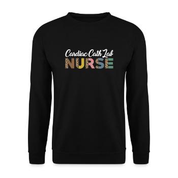 Herzkatheterlaborschwester Leopardenmuster - Unisex Pullover - Schwarz - Vorne - Alina (178cm) & Michal (187cm)