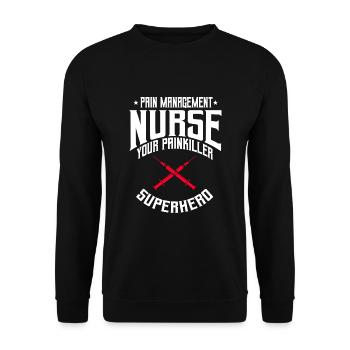 Infirmière en thérapie de la douleur Super-héroïne - Sweat-shirt Unisexe - noir - Devant - Alina (178cm) & Michal (187cm)