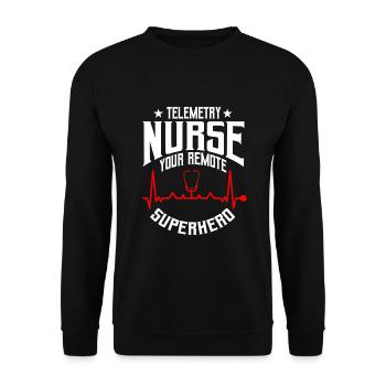 Lustiger Telemetrie Krankenschwestern Spruch - Unisex Pullover - Schwarz - Vorne - Alina (178cm) & Michal (187cm)