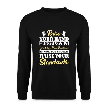 Gerontology Nurse Spouse Saying - Unisex Sweatshirt - black - Front - Alina (178cm) & Michal (187cm)
