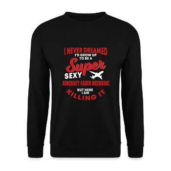 Drôle de mécanicien de cabine d’avion - Sweat-shirt Unisexe - noir - Devant - Alina (178cm) & Michal (187cm)