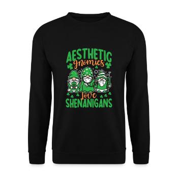 Ästhetische Zwerge St. Patrick's Day - Unisex Pullover - Schwarz - Vorne - Alina (178cm) & Michal (187cm)