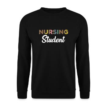 Krankenpflegestudentin Mit Leopardenmuster - Unisex Pullover - Schwarz - Vorne - Alina (178cm) & Michal (187cm)