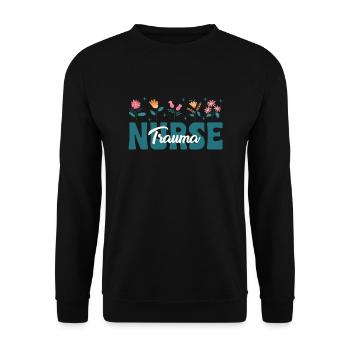 Trauma Krankenschwester Blumen Outfit - Unisex Pullover - Schwarz - Vorne - Alina (178cm) & Michal (187cm)
