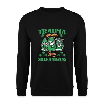 Trauma Gnomies St. Patrick's Day - Unisex Pullover - Schwarz - Vorne - Alina (178cm) & Michal (187cm)