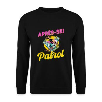 Fun 80s Retro Après-Ski Patrol - Unisex Sweatshirt - black - Front - Alina (178cm) & Michal (187cm)