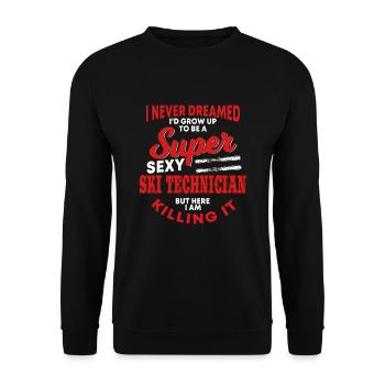 Lustige Skitechniker Sprüche - Unisex Pullover - Schwarz - Vorne - Alina (178cm) & Michal (187cm)