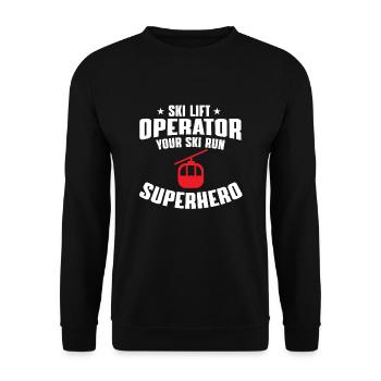 Funny gift for ski lift operators - Unisex Sweatshirt - black - Front - Alina (178cm) & Michal (187cm)