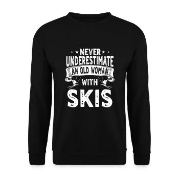Lustiges Skifahren Zitat Für Frauen Und Oma - Unisex Pullover - Schwarz - Vorne - Alina (178cm) & Michal (187cm)