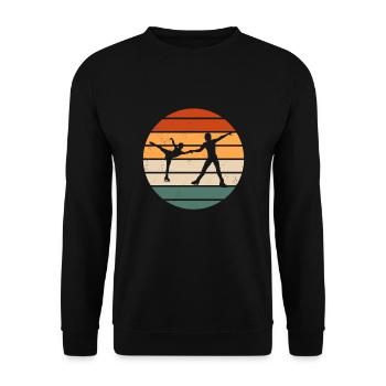 Retro Paarlauf Eiskunstlaufen - Unisex Pullover - Schwarz - Vorne - Alina (178cm) & Michal (187cm)