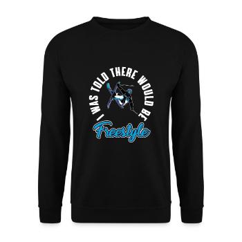 Funny freestyle ski design - Unisex Sweatshirt - black - Front - Alina (178cm) & Michal (187cm)
