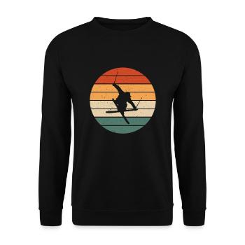 Retro Freestyle Ski Design - Unisex Pullover - Schwarz - Vorne - Alina (178cm) & Michal (187cm)
