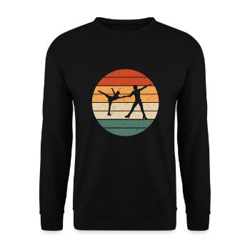 Retro Eistanz Outfit Schlittschuhlaufen - Unisex Pullover - Schwarz - Vorne - Alina (178cm) & Michal (187cm)