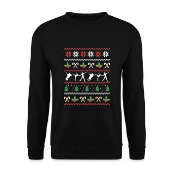 Hässliches Weihnachten Eistanz Design - Unisex Pullover - Schwarz - Vorne - Alina (178cm) & Michal (187cm)