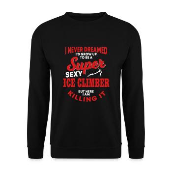 Chemise drôle d’escalade sur glace - Sweat-shirt Unisexe - noir - Devant - Alina (178cm) & Michal (187cm)