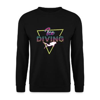 Retro 80er Jahre Eistauchen Outfit - Unisex Pullover - Schwarz - Vorne - Alina (178cm) & Michal (187cm)