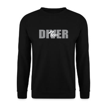 Eistaucher Schriftzug - Unisex Pullover - Schwarz - Vorne - Alina (178cm) & Michal (187cm)
