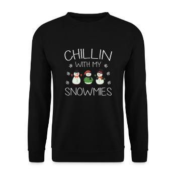 Chillin with my Snowmies snowman - Unisex Sweatshirt - black - Front - Alina (178cm) & Michal (187cm)