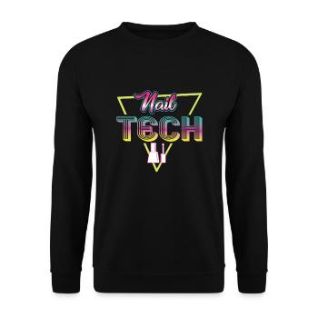 80s Nail Tech Retro Outfit Nail Salon - Unisex Sweatshirt - black - Front - Alina (178cm) & Michal (187cm)