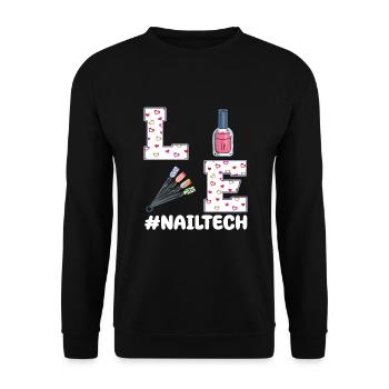 Technicienne des ongles Design de la Saint-Valentin - Sweat-shirt Unisexe - noir - Devant - Alina (178cm) & Michal (187cm)