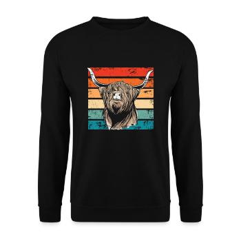 Retro Scottish Highland Cow Outfit - Sweat-shirt Unisexe - noir - Devant - Alina (178cm) & Michal (187cm)