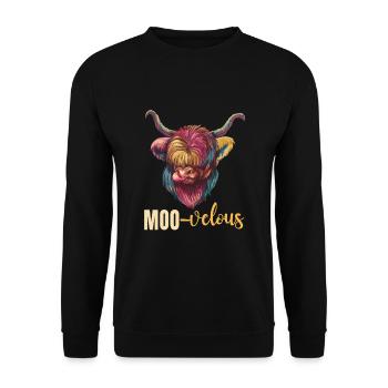 Muh-velous pun Scottish Highland cow - Unisex Sweatshirt - black - Front - Alina (178cm) & Michal (187cm)